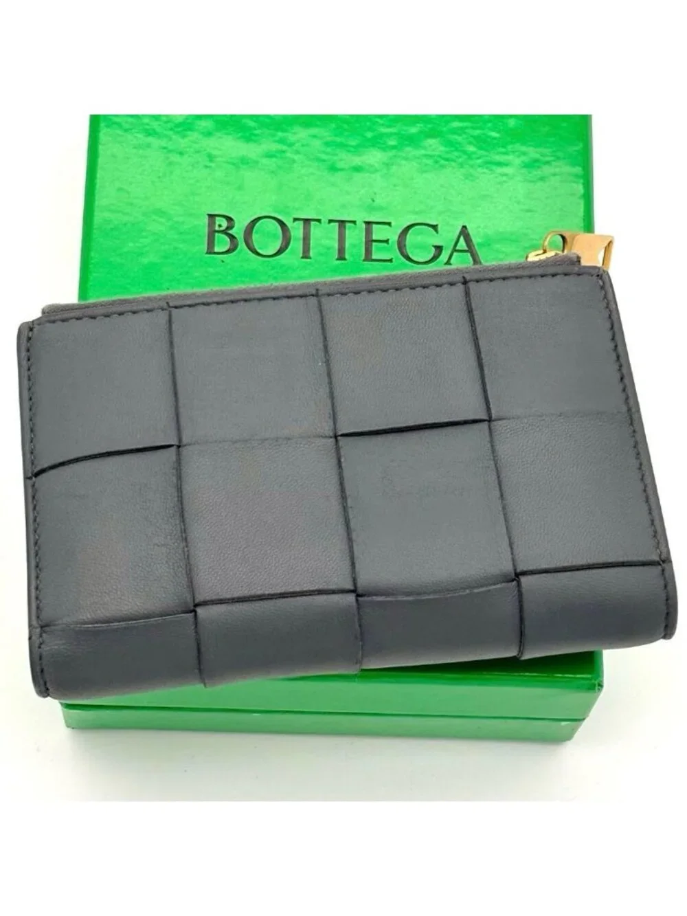 Bottega Veneta Bifold Wallet Cassette Gray Small